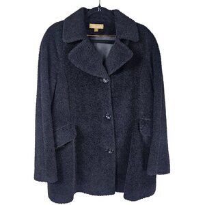 Katherine Kelly Black Wool & Alpaca Button-Up Coat 14 Old Money Quiet Luxury